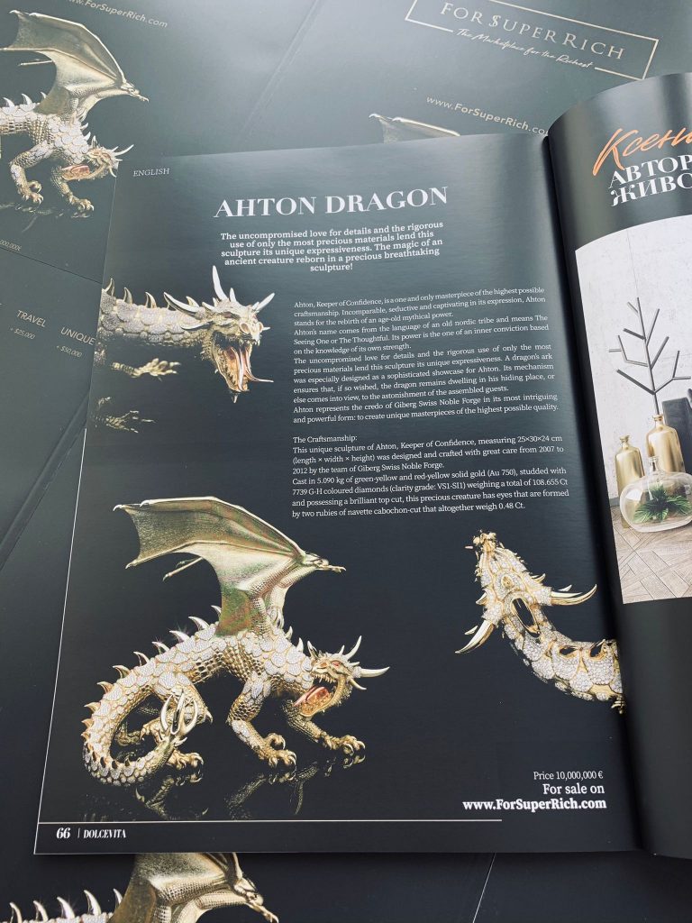 DOLCEVITA Magazine Russia Advertising AHTON Dragon for sale by forsupperrich.store 