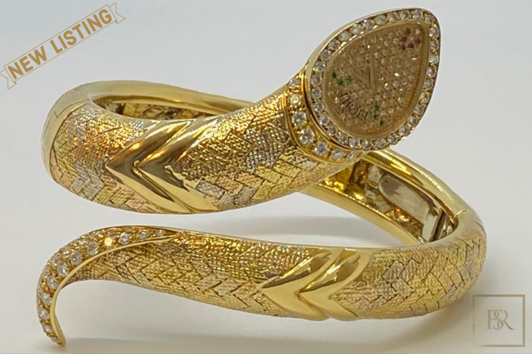 Watch bracelet snake gold and diamonds - ETOILE for sale For Super Rich