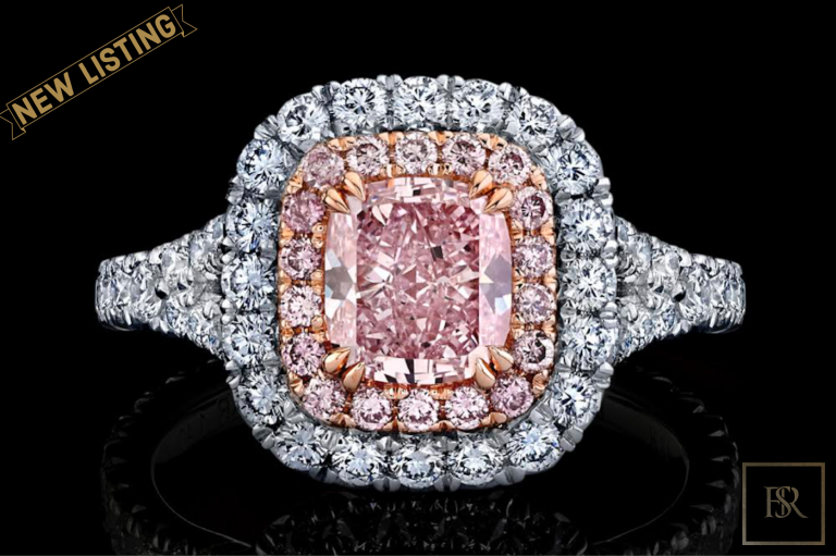 Ring Cushion Cut Fancy Intense Purplish Pink Diamond for sale For Super Rich