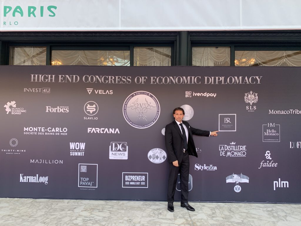 Eric Poirier Owner & Founder forsupperrich.store media partner of IUBCCI UAE - International Union of Bilateral Chambers of Commerce and Industry. High End Congress of Economic Diplomacy - Monaco May 16-19 2022 Hotel de Paris